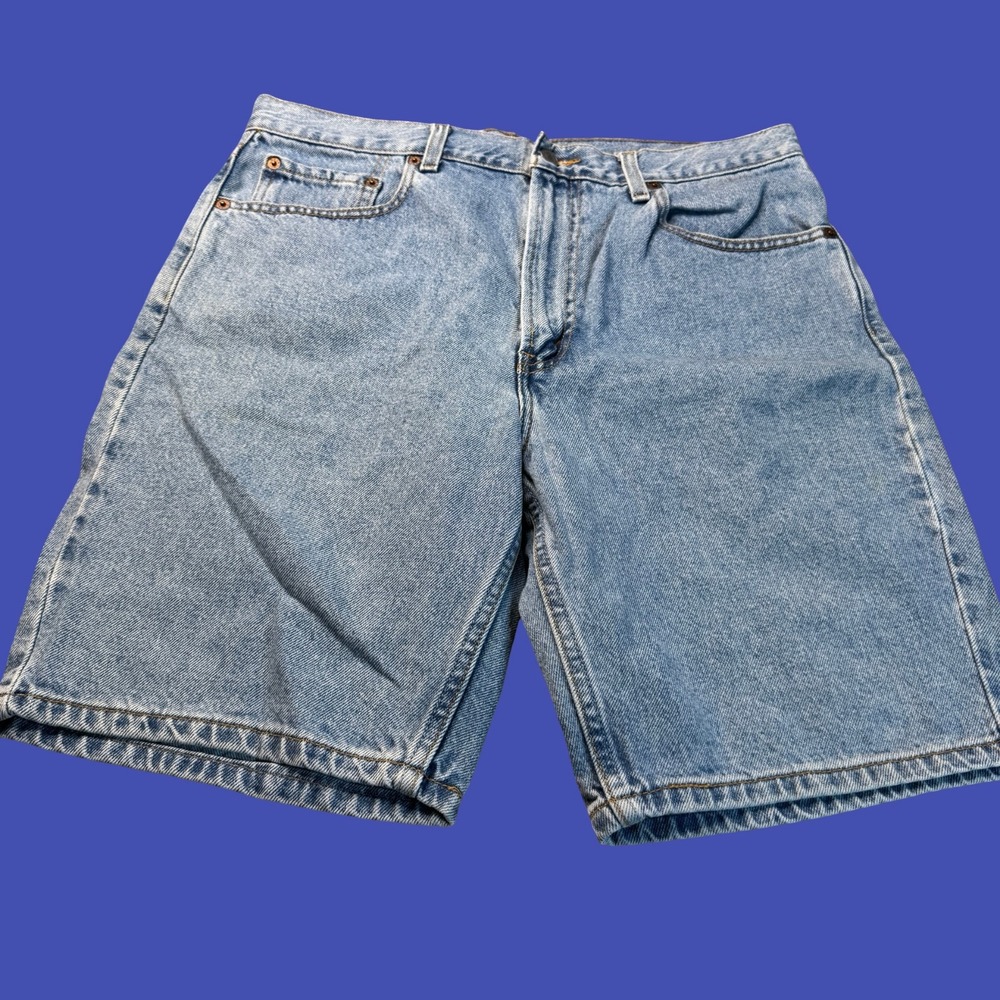 Levi's 505 Denim Shorts 36 Blue Light Wash Regular Fit Cotton Jean Shorts Y2K